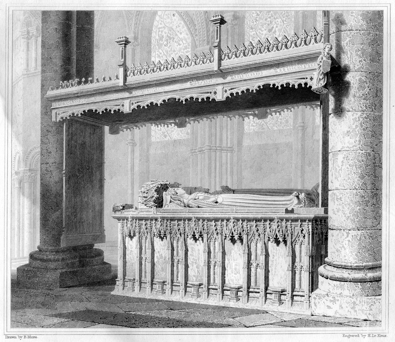 Tombeau de Henri IV et de sa reine Jeanne de Navarre dans la cathédrale de Canterbury - John Le Keux
