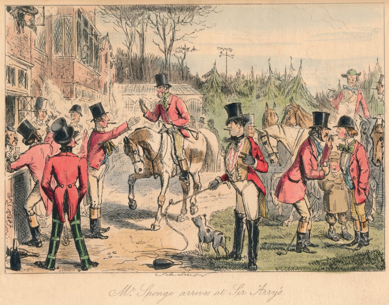 M. Sponge arrive chez Sir Arry - John Leech, Hablot Knight Browne