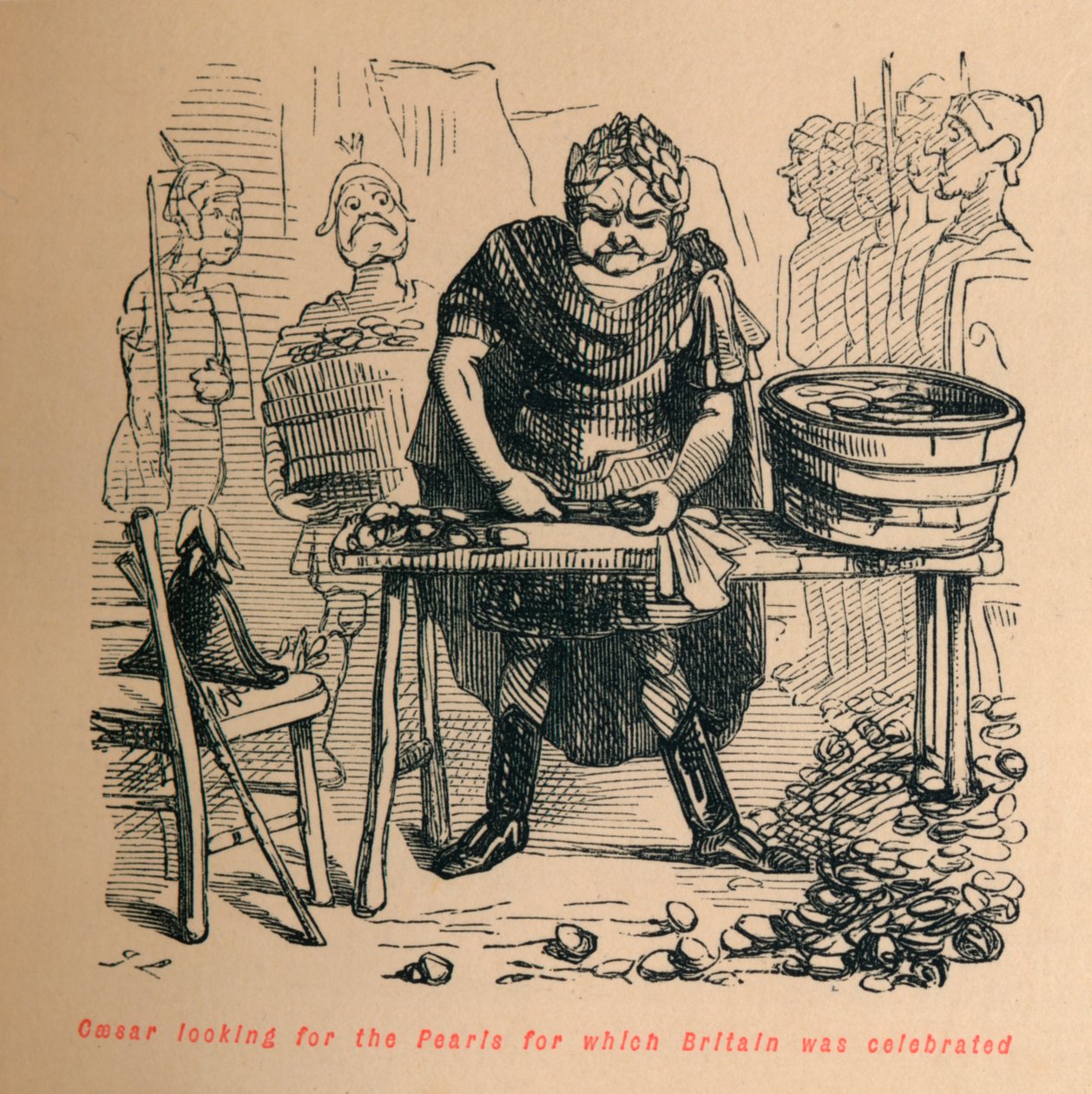 César cherchant les perles pour lesquelles la Grande-Bretagne était célèbre, vers 1860 - John Leech