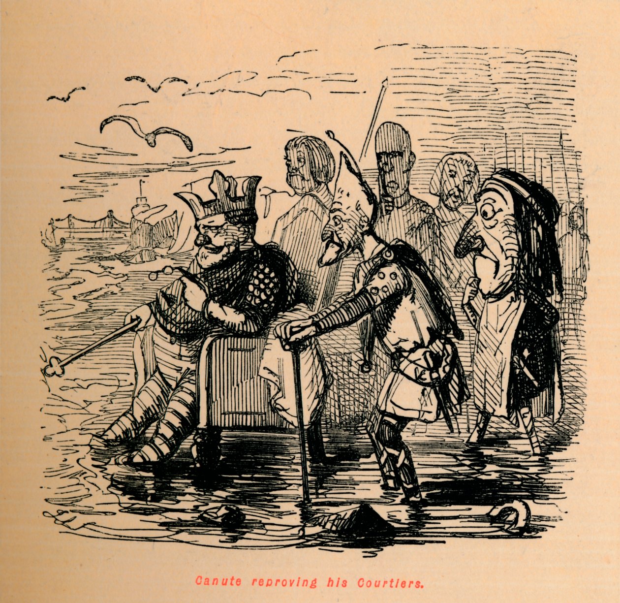 Canute réprimandant ses courtisans - John Leech