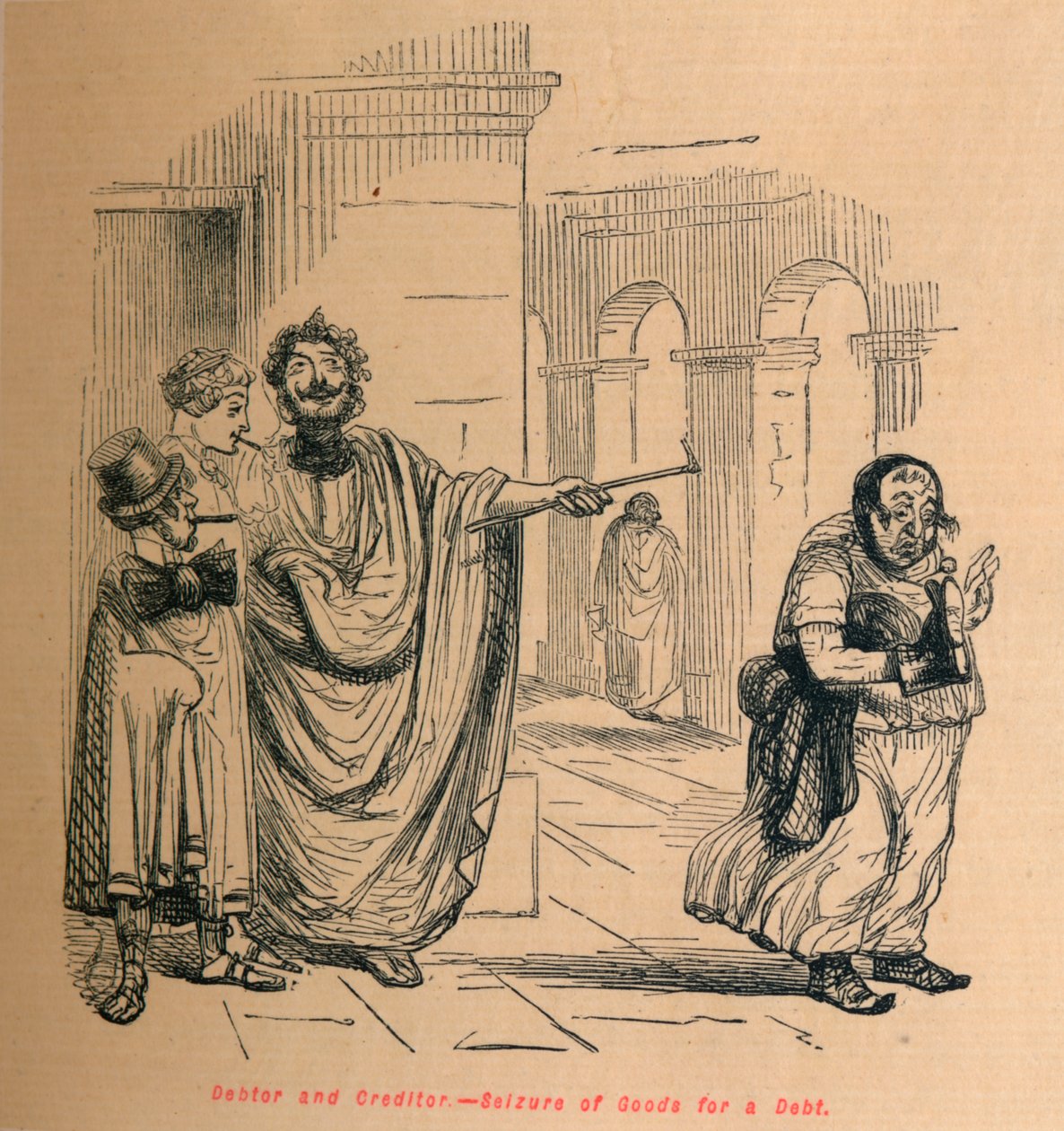 Débiteur et créancier - Saisie de biens pour une dette, 1852 - John Leech
