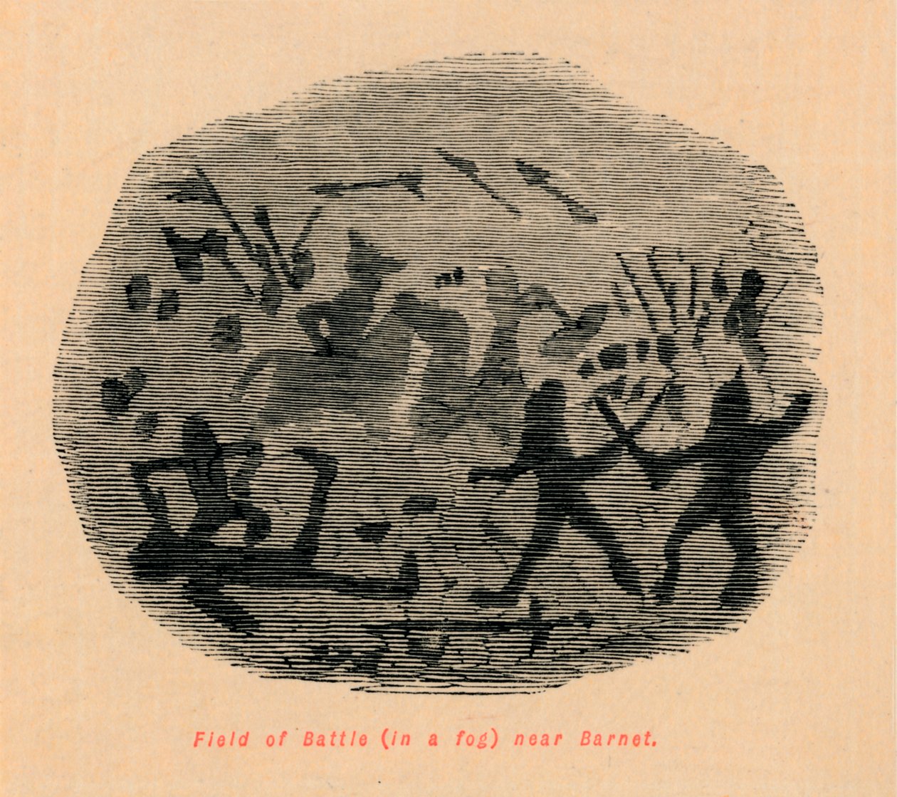 Champ de bataille dans le brouillard près de Barnet - John Leech