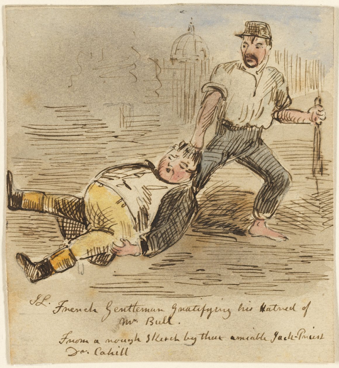 Gentilhomme français satisfaisant sa haine de M. Bull - John Leech