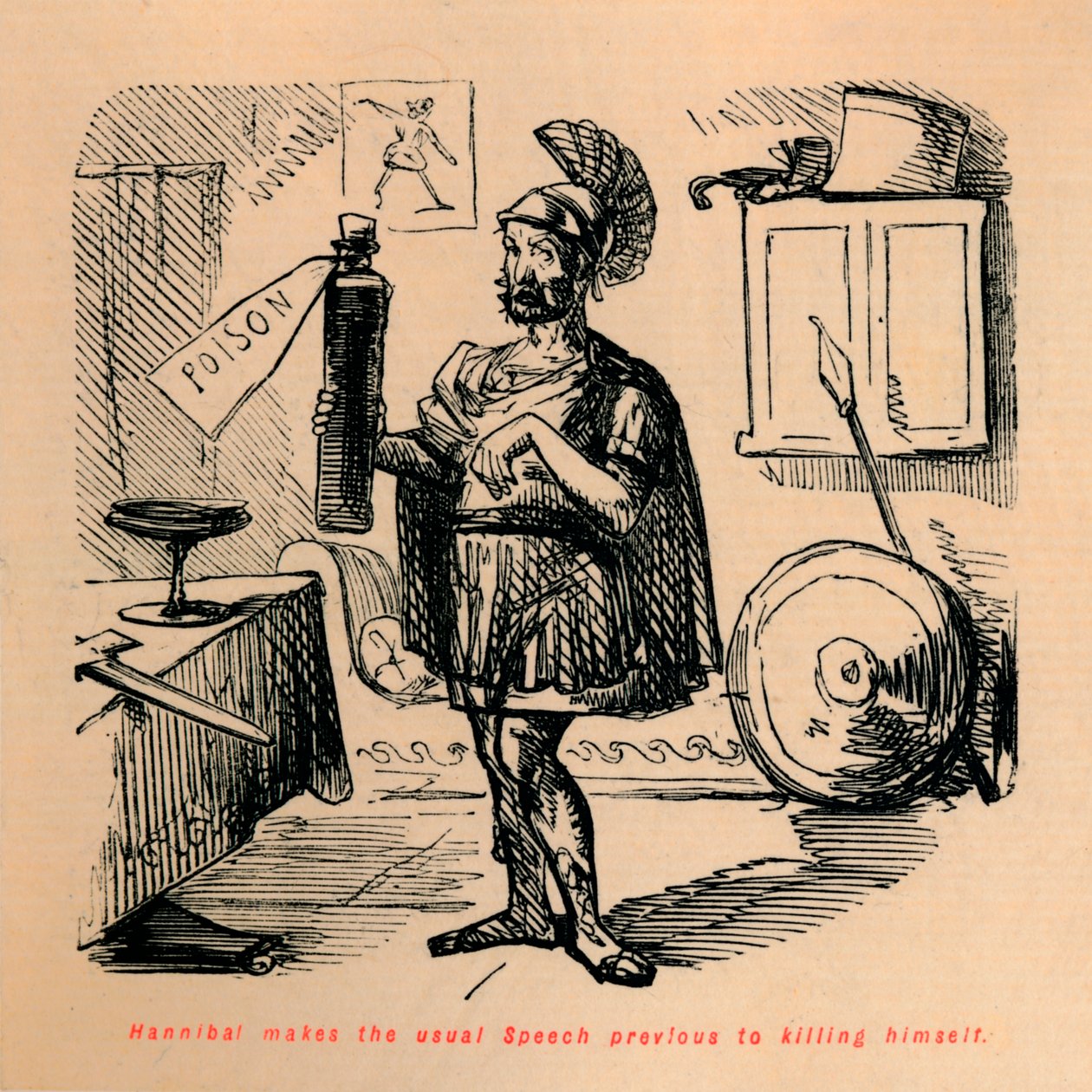 Hannibal fait le discours habituel avant de se tuer, 1852 - John Leech