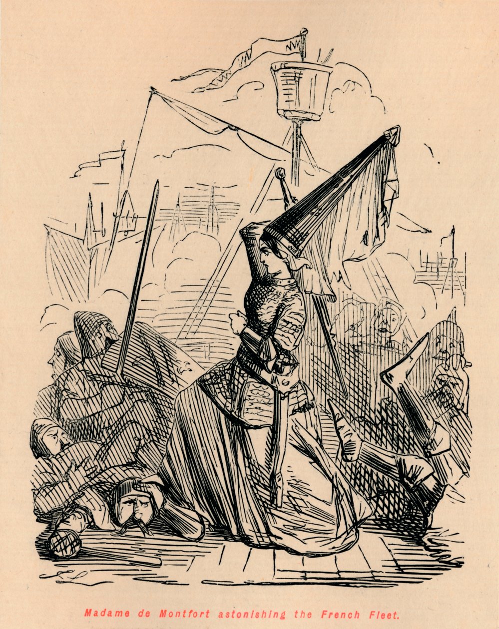 Madame de Montfort étonnant la flotte française, vers 1860 - John Leech