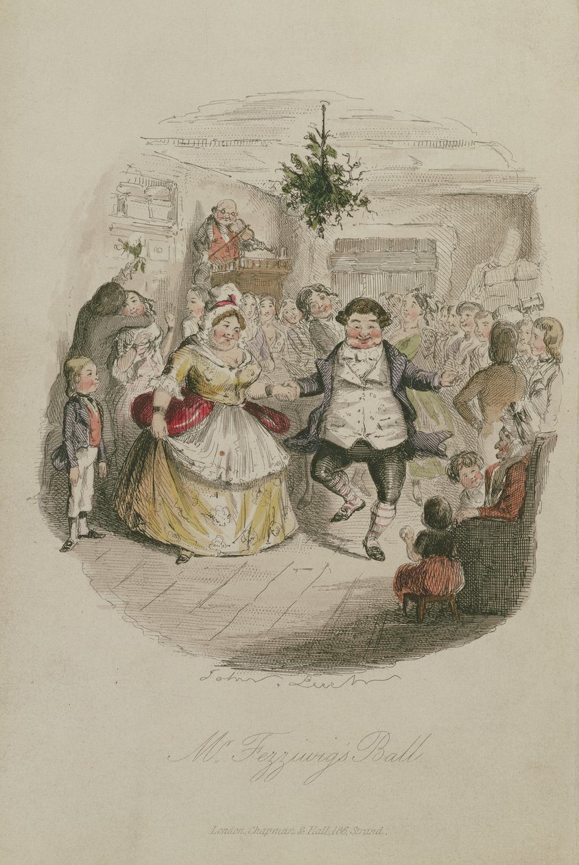 Le bal de Mr Fezzywig, illustration de Un chant de Noël par Charles Dickens, pub.1843 - John Leech