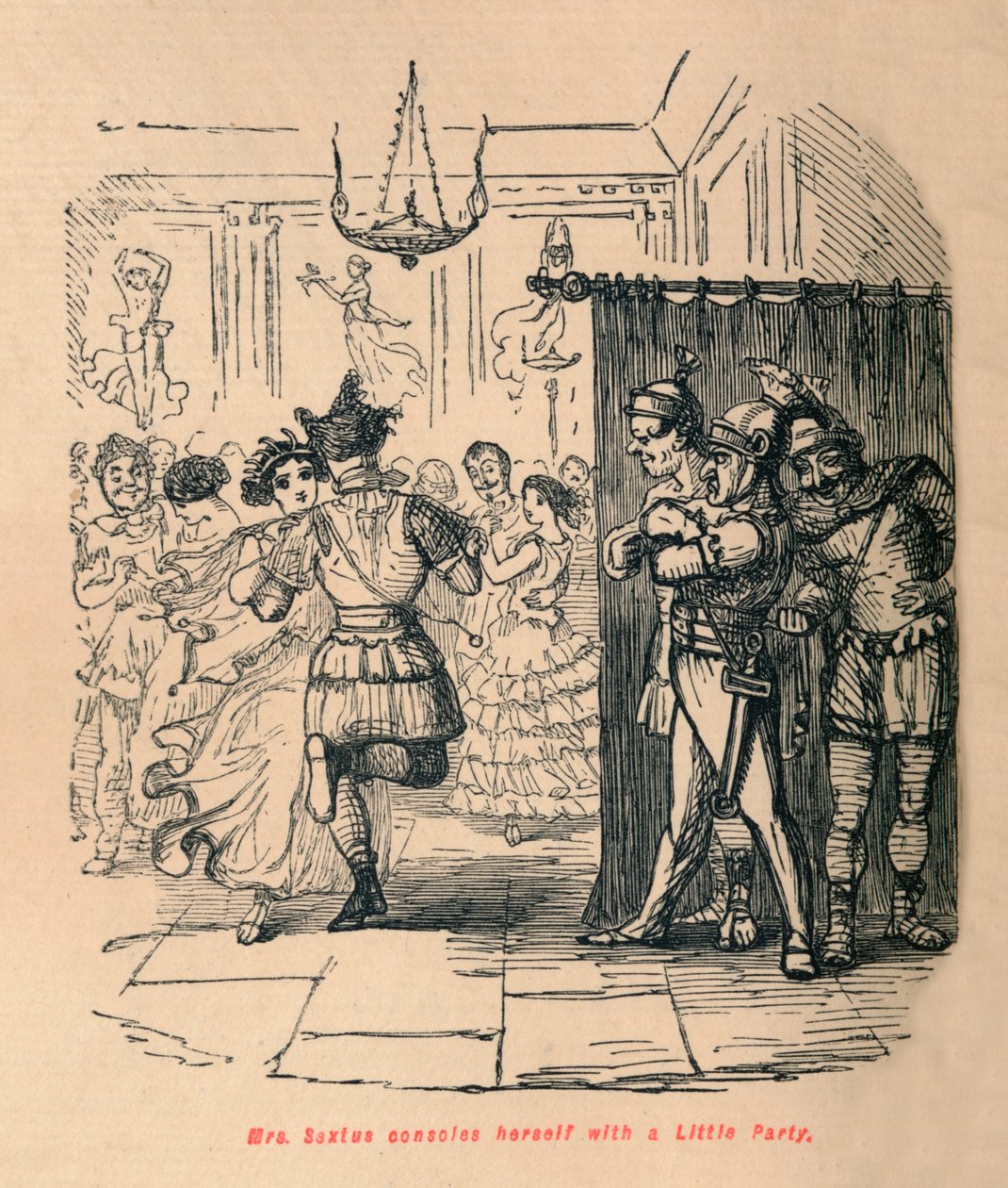 Mme Sextus se console avec une petite fête, 1852 - John Leech