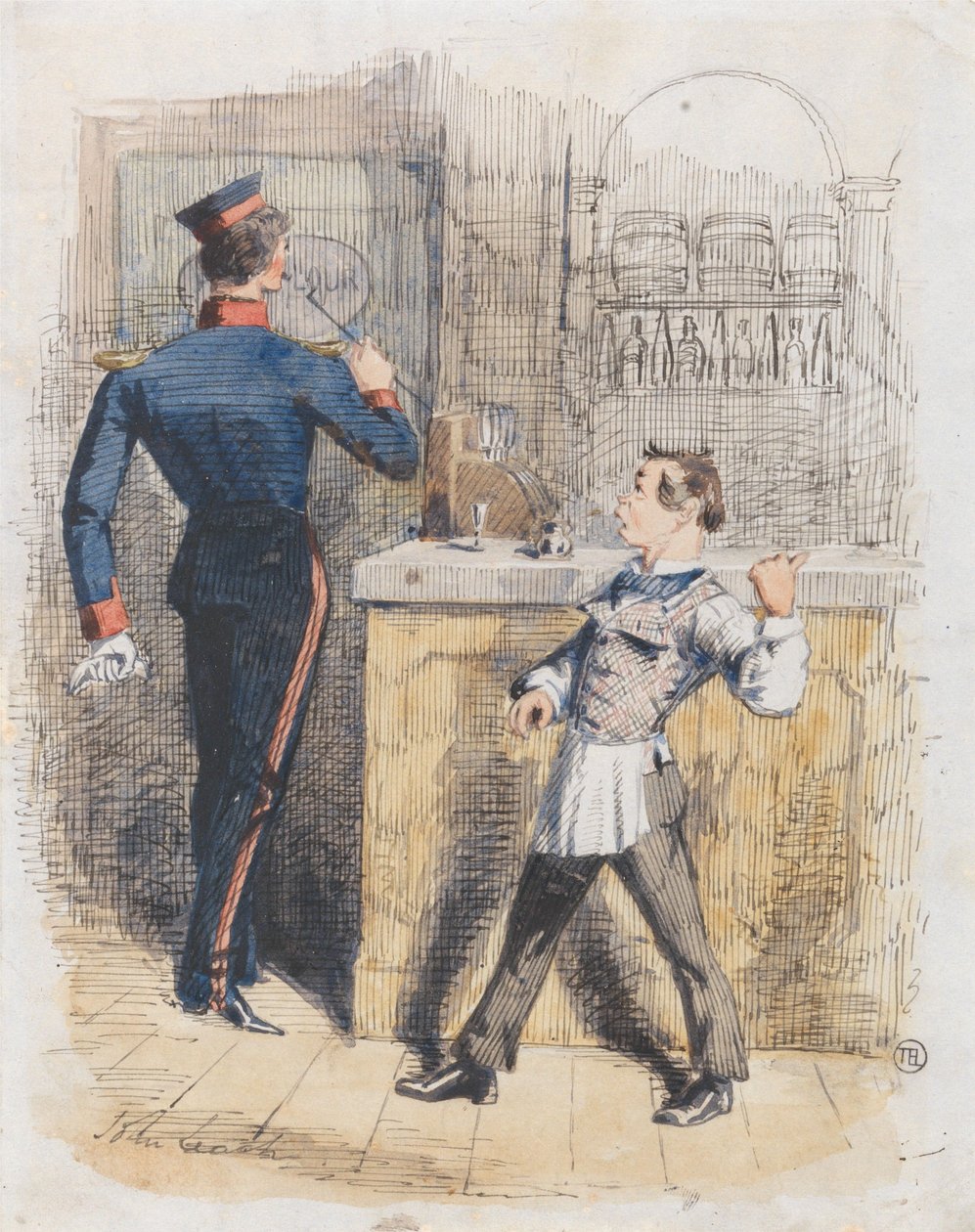 Pot Valiant : scène dans une taverne - John Leech
