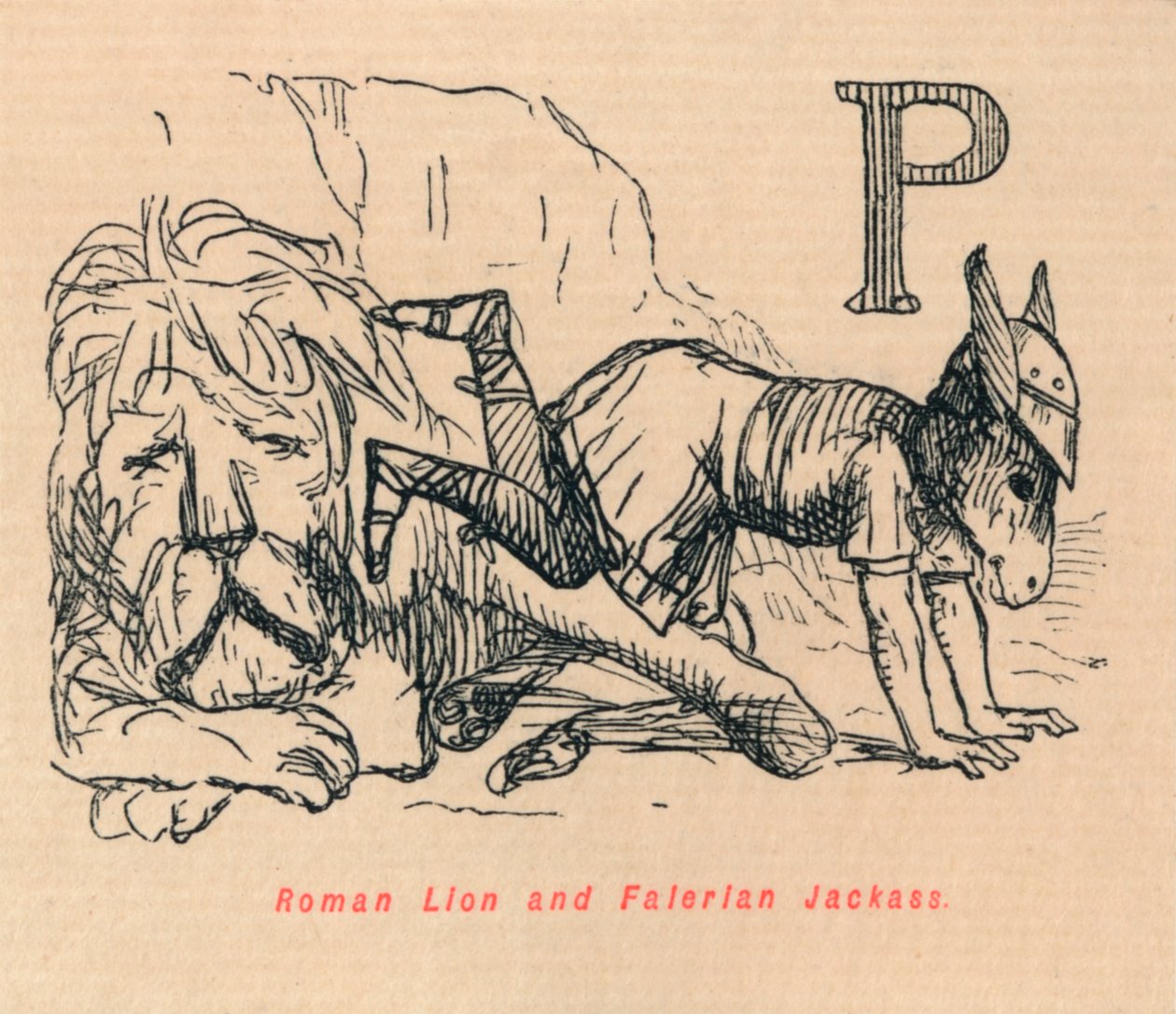 Lion romain et âne falérien, 1852 - John Leech