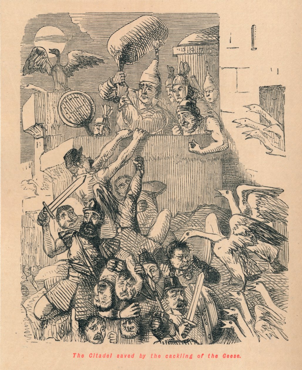 La Citadelle sauvée par le caquetage des oies, 1852 - John Leech