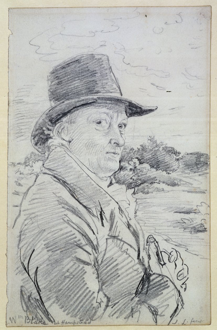 William Blake portant un chapeau, (inscription : Wm Blake à Hampstead) c.1825 - John Linnell