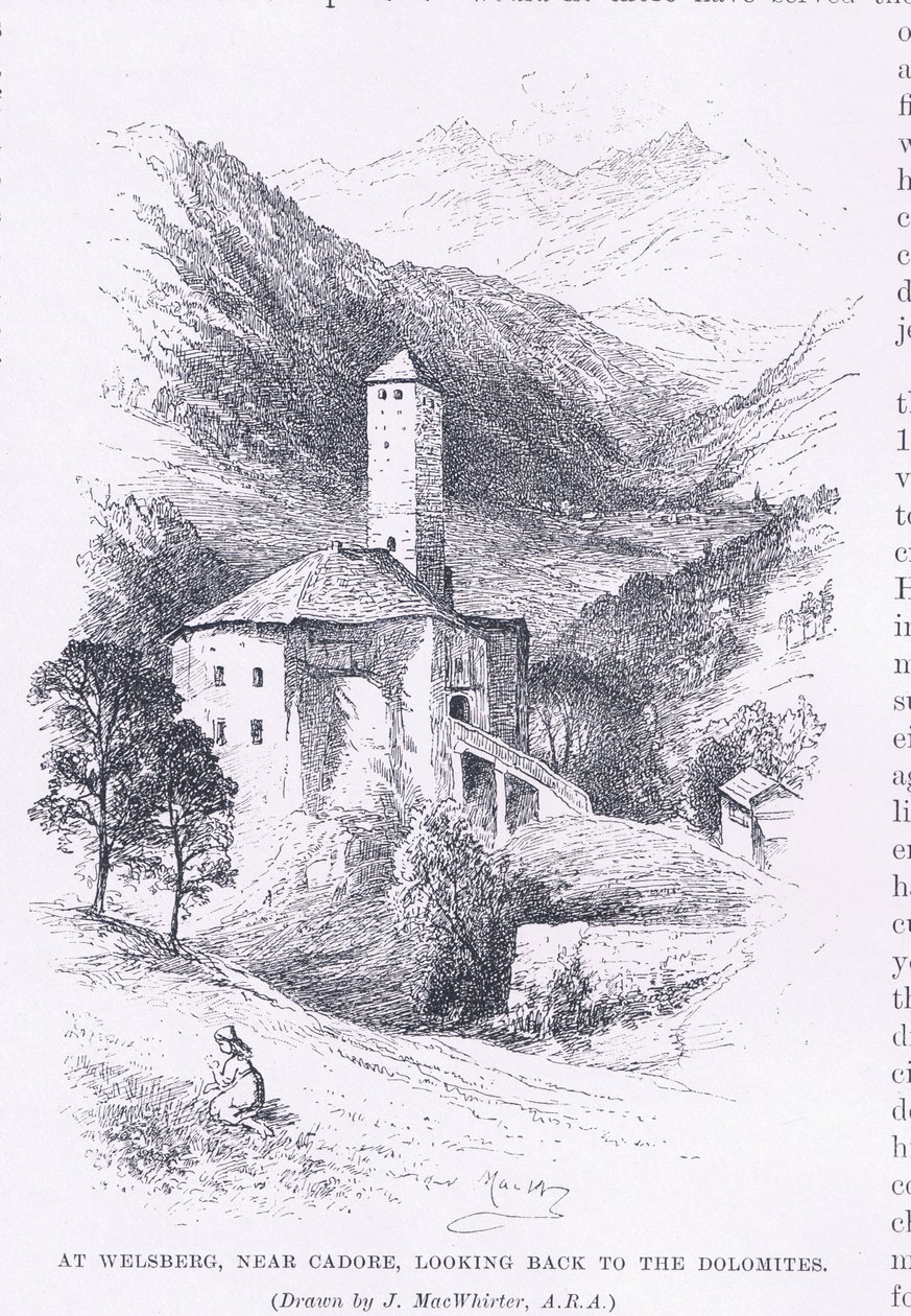 À Welsberg, près de Cadore, vue sur les Dolomites, du Magazine of Art 1893, Cassell and Company - John MacWhirter
