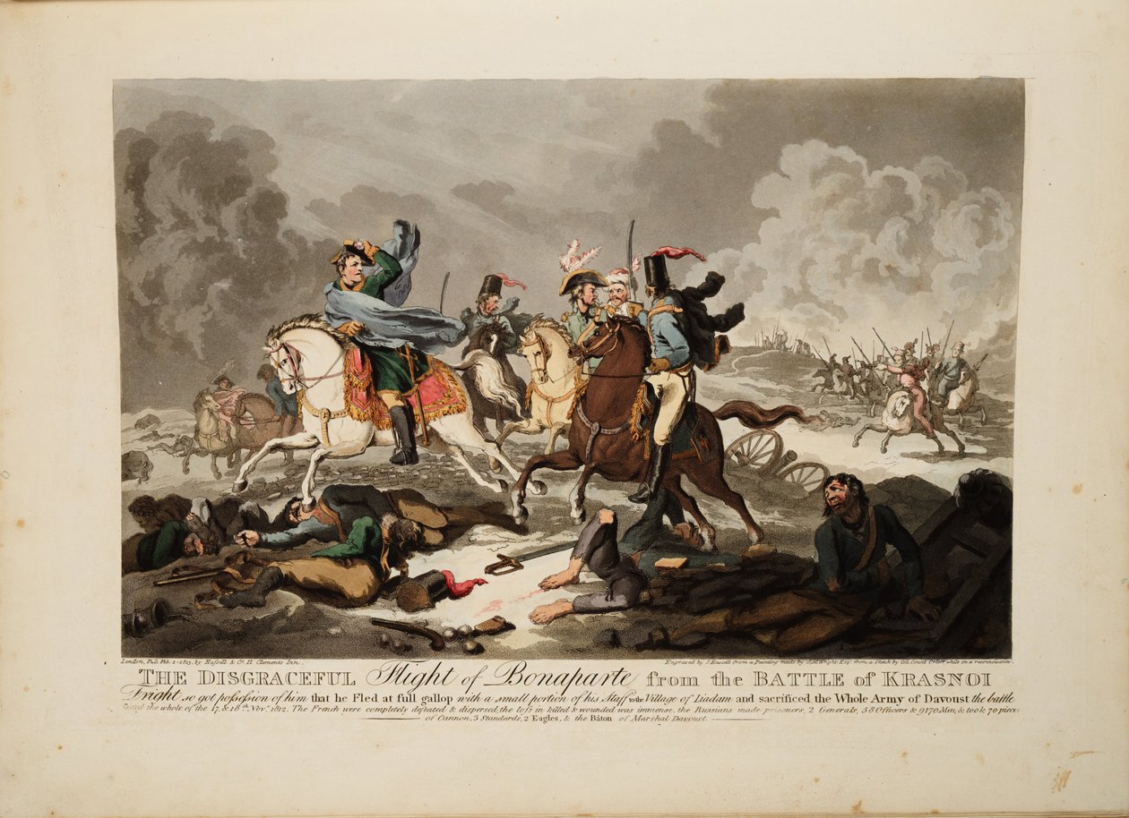 La fuite de Bonaparte de la bataille de Krasnoi, 1814 - John Massey Wright