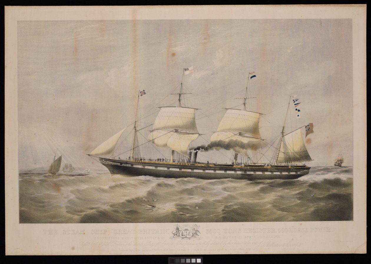 Le navire à vapeur Great Britain... Propriétaires Messrs Gibbs & Co... Aux peuples de Grande-Bretagne et des États-Unis d