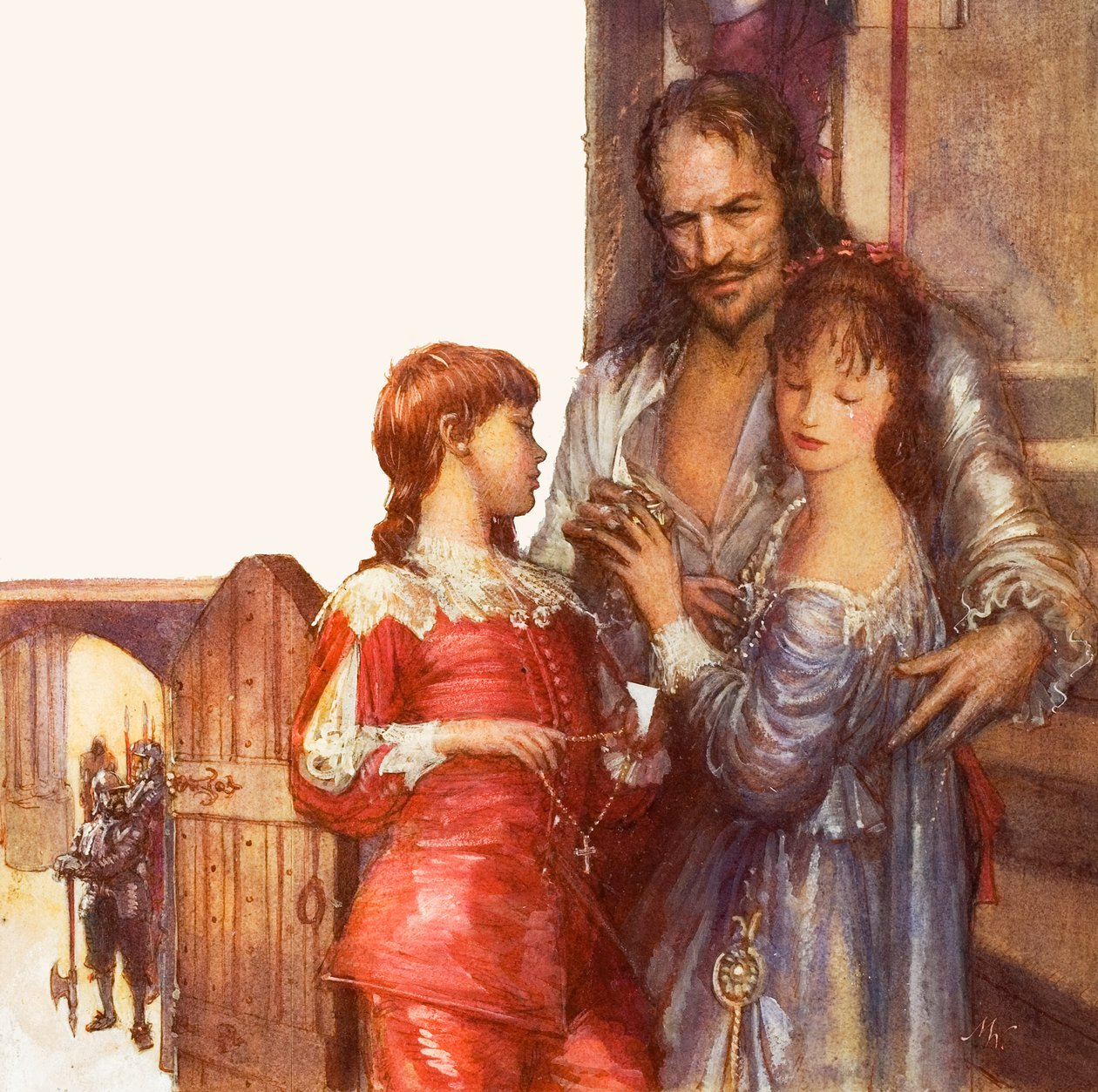 Charles Ier faisant ses adieux à ses enfants (gouache sur papier) - John Millar Watt