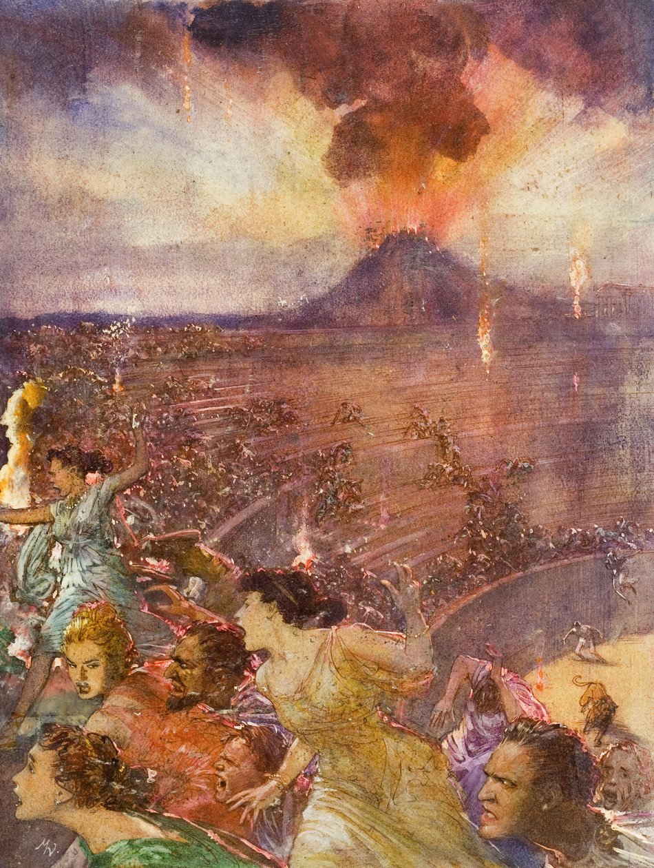 Éruption du Vésuve (gouache sur papier) - John Millar Watt