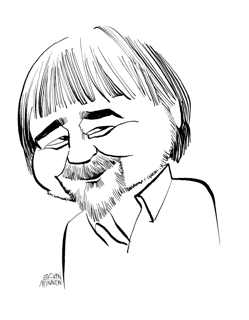 Alan Bleasdale caricature, dramaturge de télévision anglais : b - John Minnion