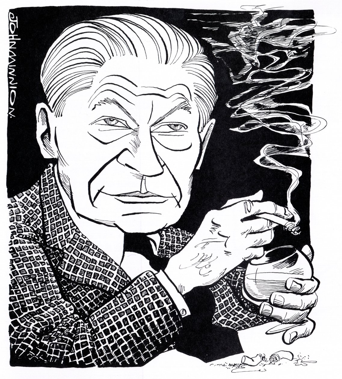 Arthur Koestler, caricature - John Minnion