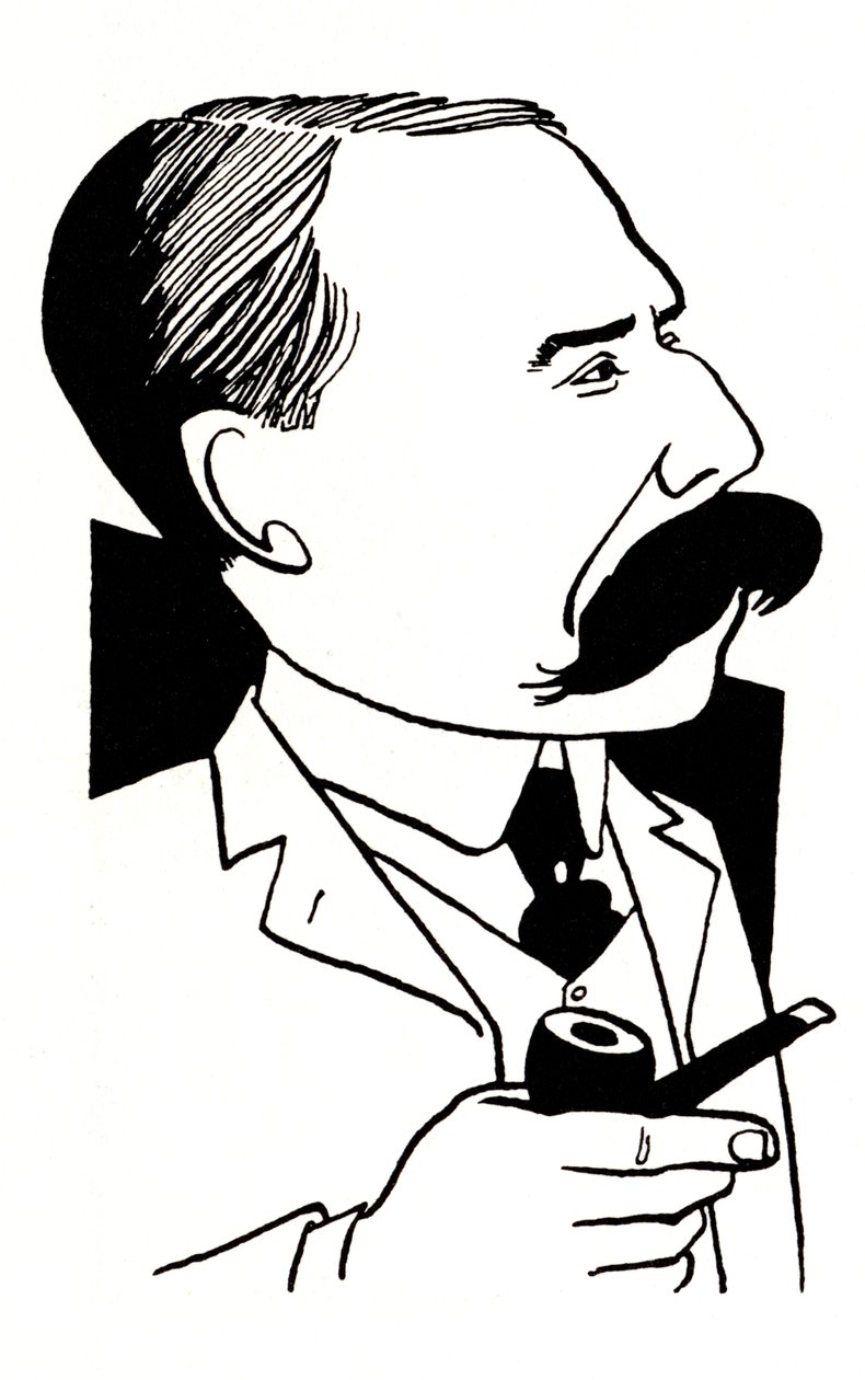 Edward Elgar - caricature tenant une pipe - John Minnion
