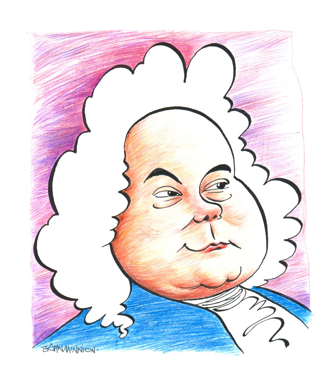 Georg Friedrich - George Frideric Handel - caricature du compositeur allemand (puis anglais) John Minnion - John Minnion
