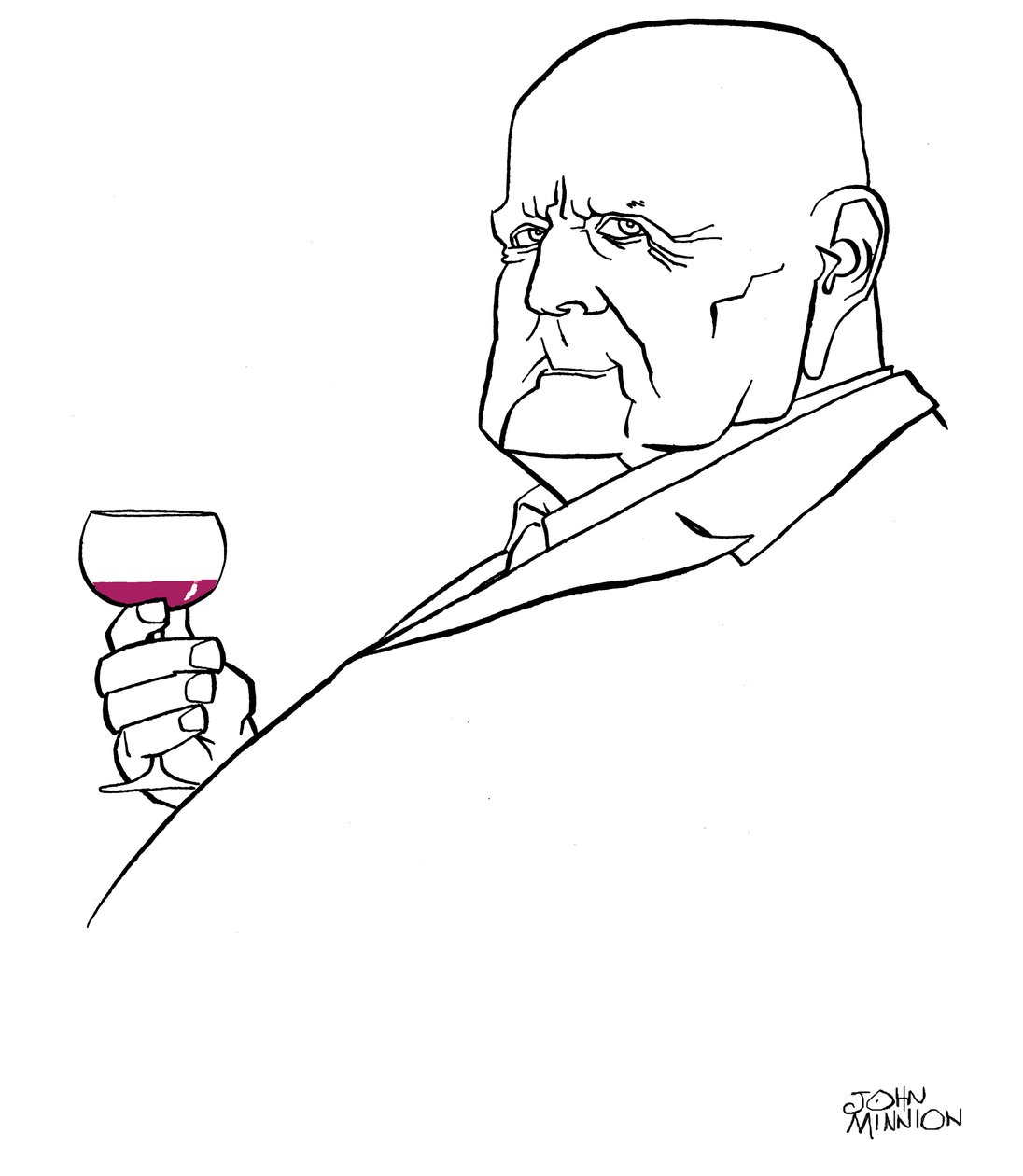Jean Sibelius en vieil homme avec un verre de vin - John Minnion