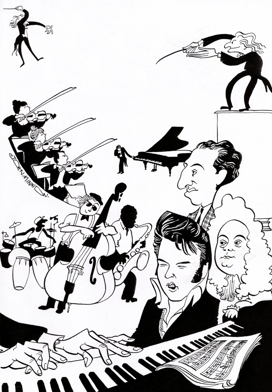 Fantaisie musicale - couverture pour livre ou article musical - avec chefs d