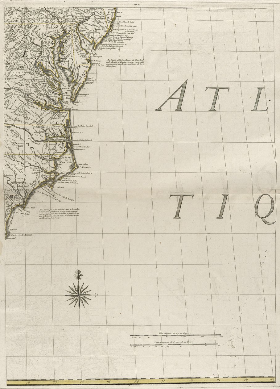 Carte des dominions britanniques et français en Amérique, 1756 - John Mitchell