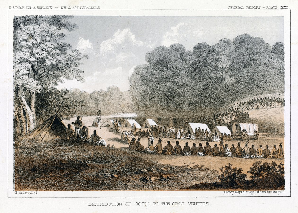 Distribution de biens aux Gros Ventres, pub. 1860 - John Mix Stanley