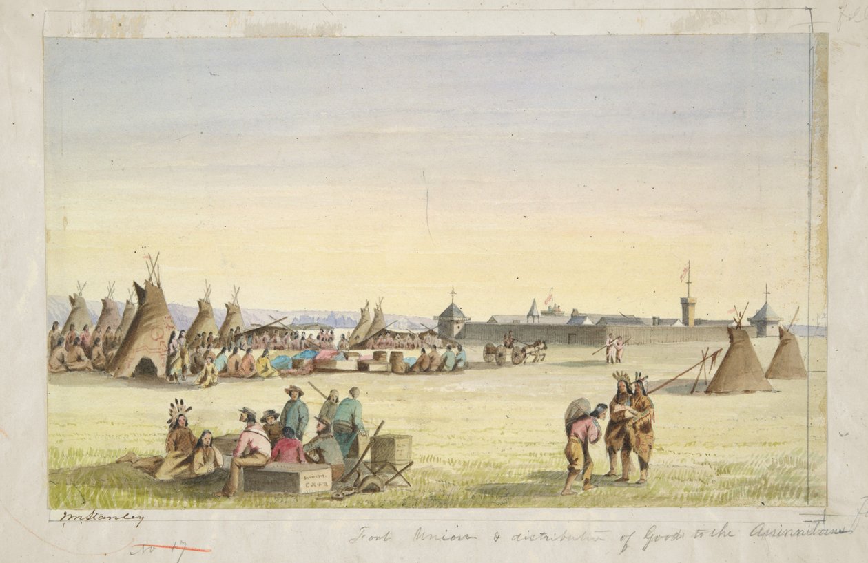 Fort Union et distribution de biens aux Assiniboines - John Mix Stanley