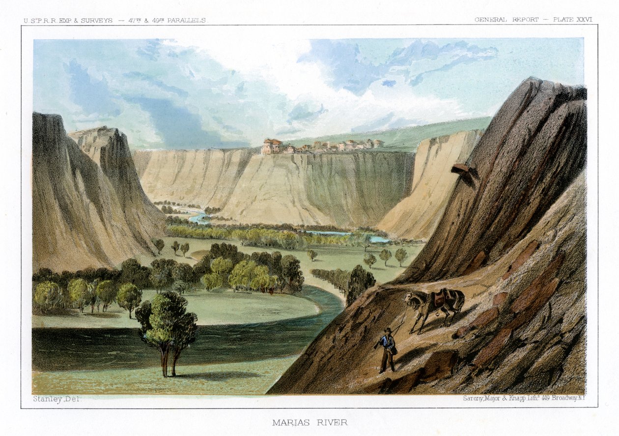La rivière Marias, Montana, États-Unis, 1856 - John Mix Stanley