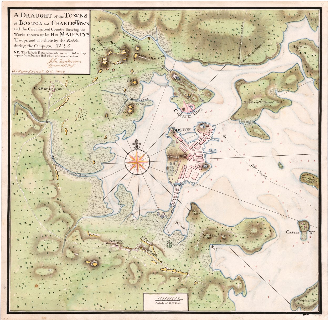 Carte de Boston par Montresor - John Montresor