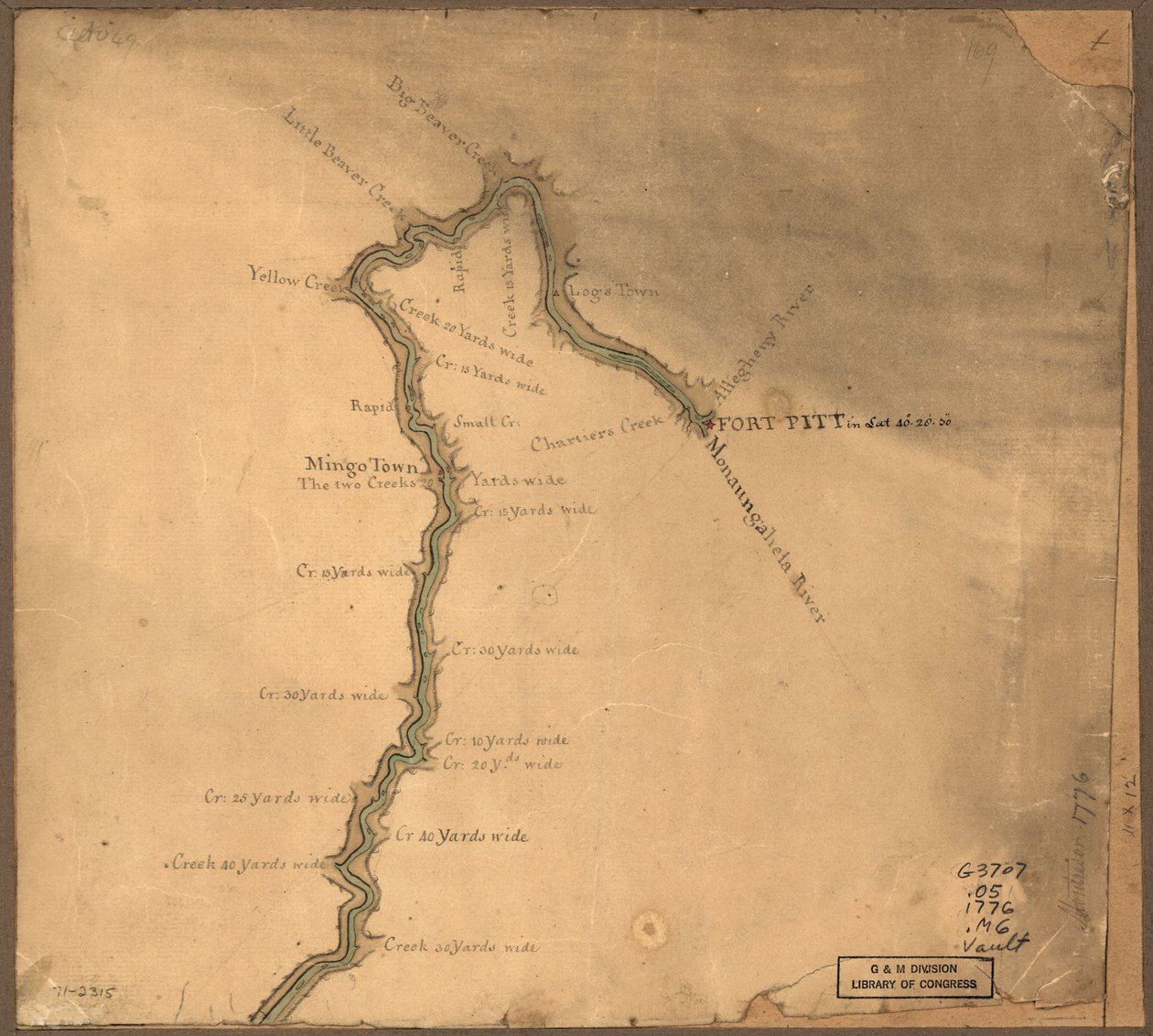 (Carte de la rivière Ohio depuis Fort Pitt. LOC gm71002315 - John Montresor