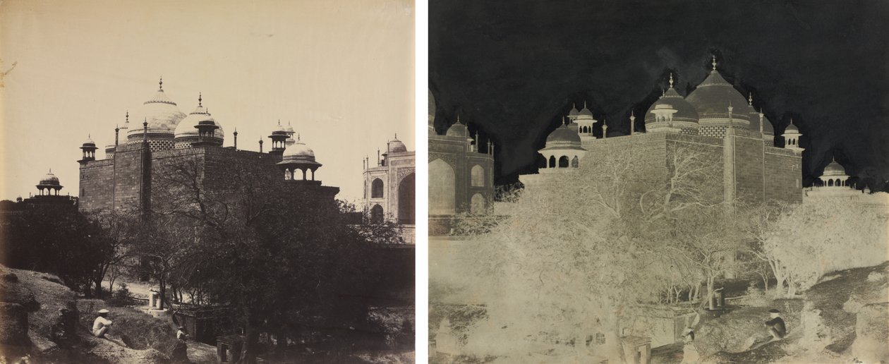 Taj Mahal, vue arrière de la maison de repos, avec figure - John Murray