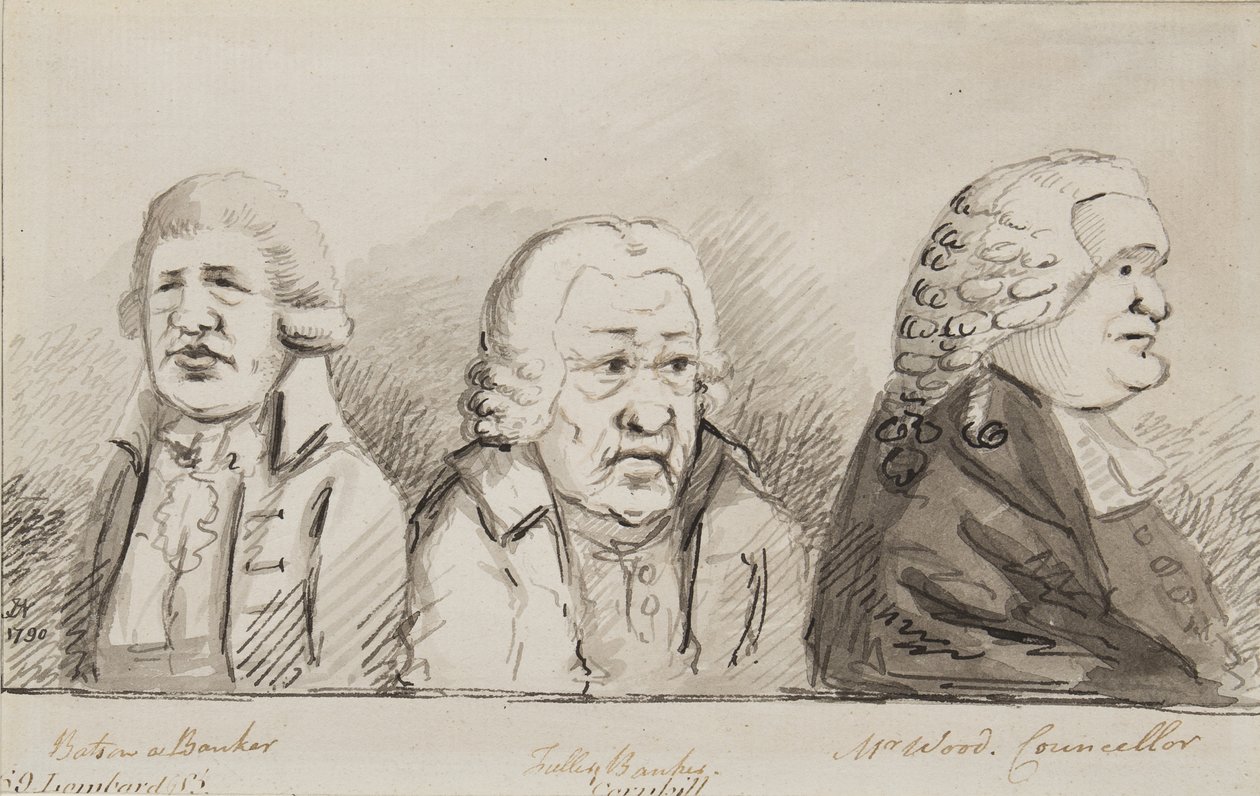 Batson, un banquier, Tulley, banquier, M. Wood, conseiller, 69 Lombard Street, Cornhill, 1790 - John Nixon