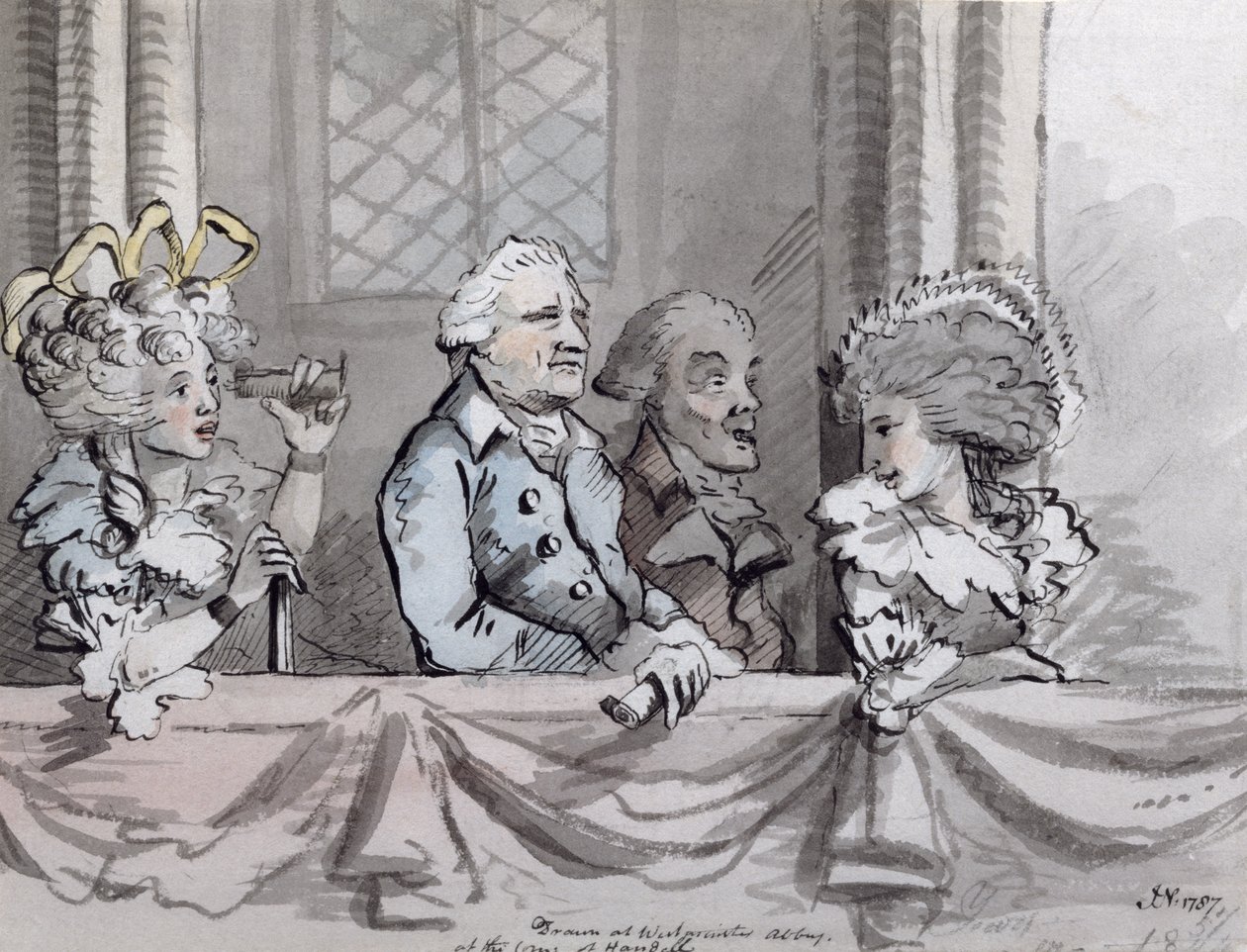 Caricature du public à la commémoration de Haendel à l