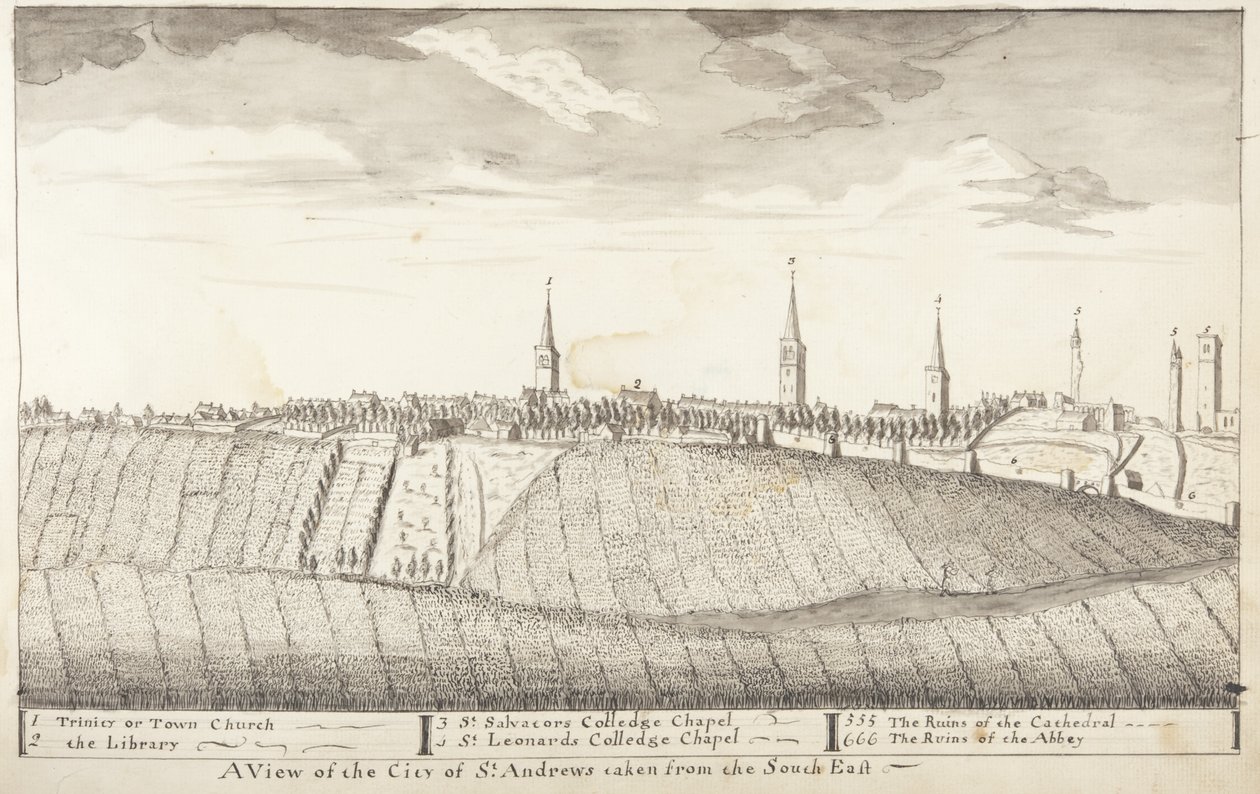 St Andrews Délinéé - Vue de la ville de St Andrews prise du sud-est - John Oliphant