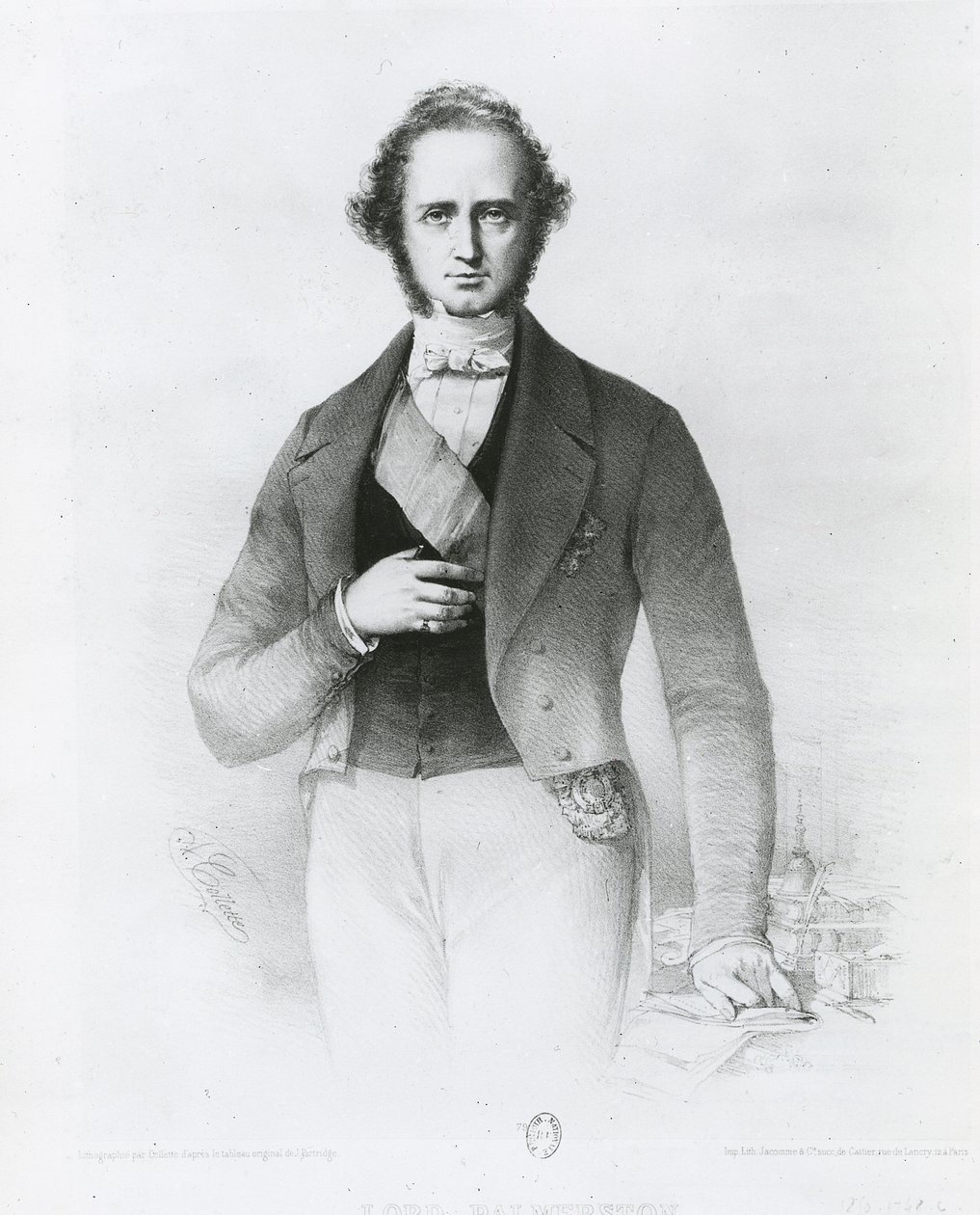 Portrait de Henry John Temple (1784-1865) Lord Palmerston, gravé par Collette - John Partridge