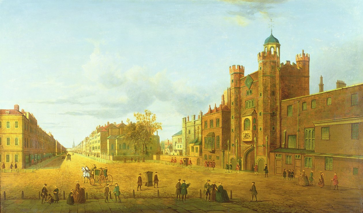 Vue du palais de St. James, regardant au-delà de Pall Mall, début du 19e siècle - John Paul