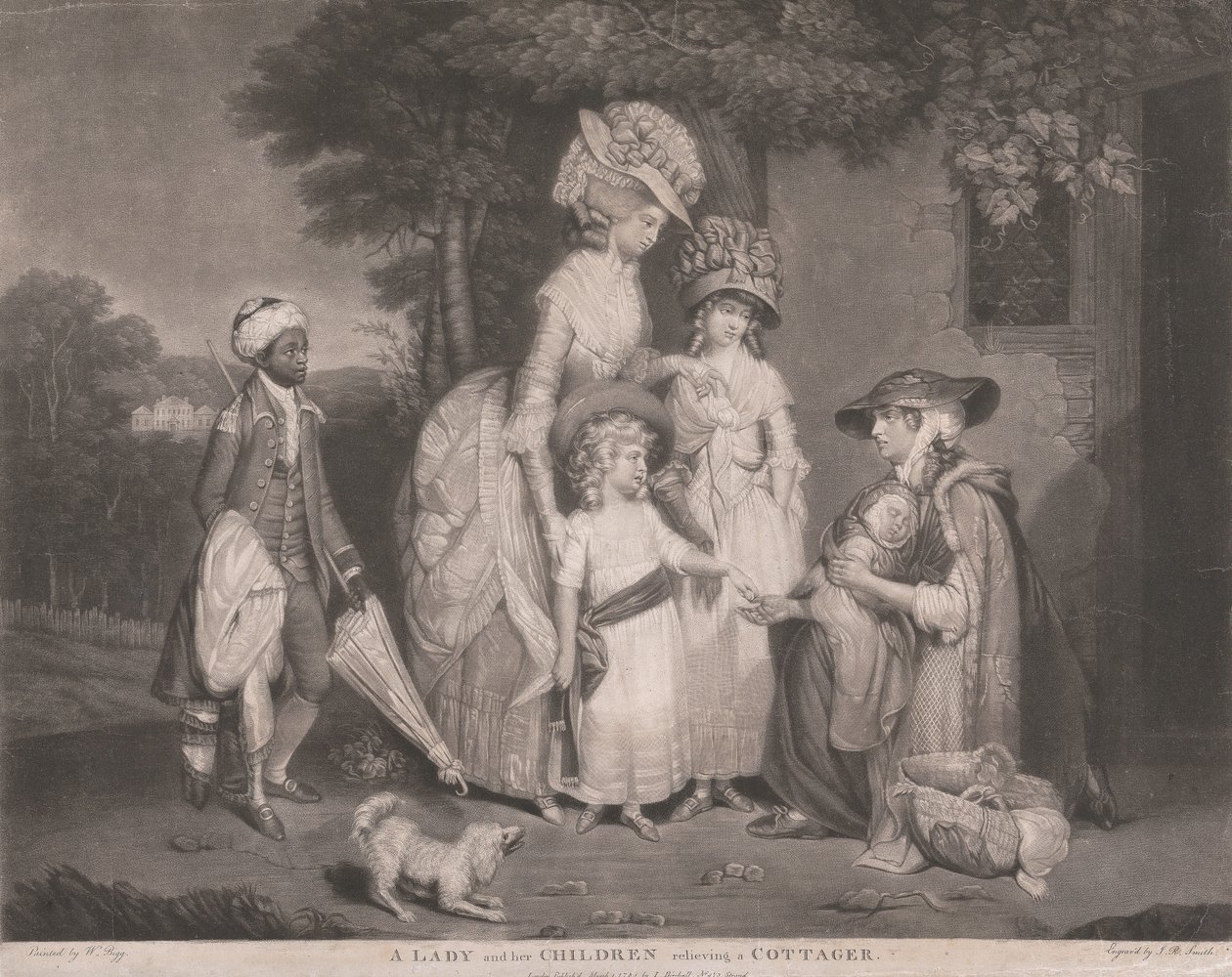 Une dame et ses enfants secourant une villageoise - John Raphael Smith