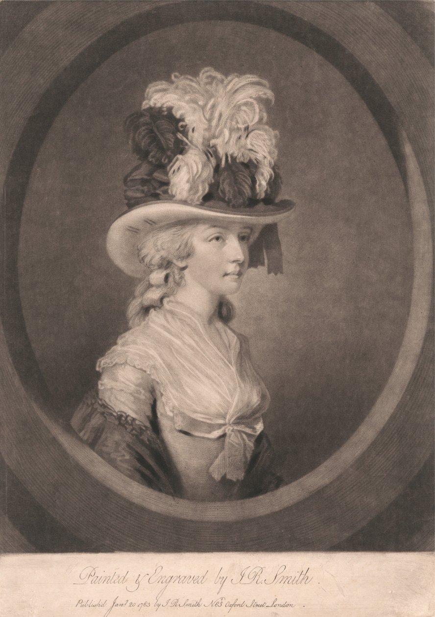 Jeune femme au chapeau à plumes - John Raphael Smith