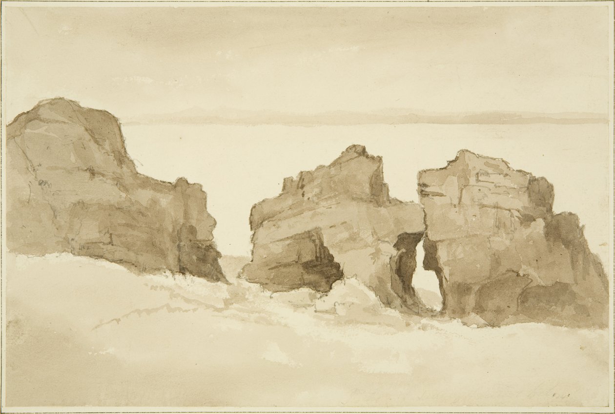 Rochers sur le côté nord de Flat Holm [Castle Rock] - John Reverend Eden