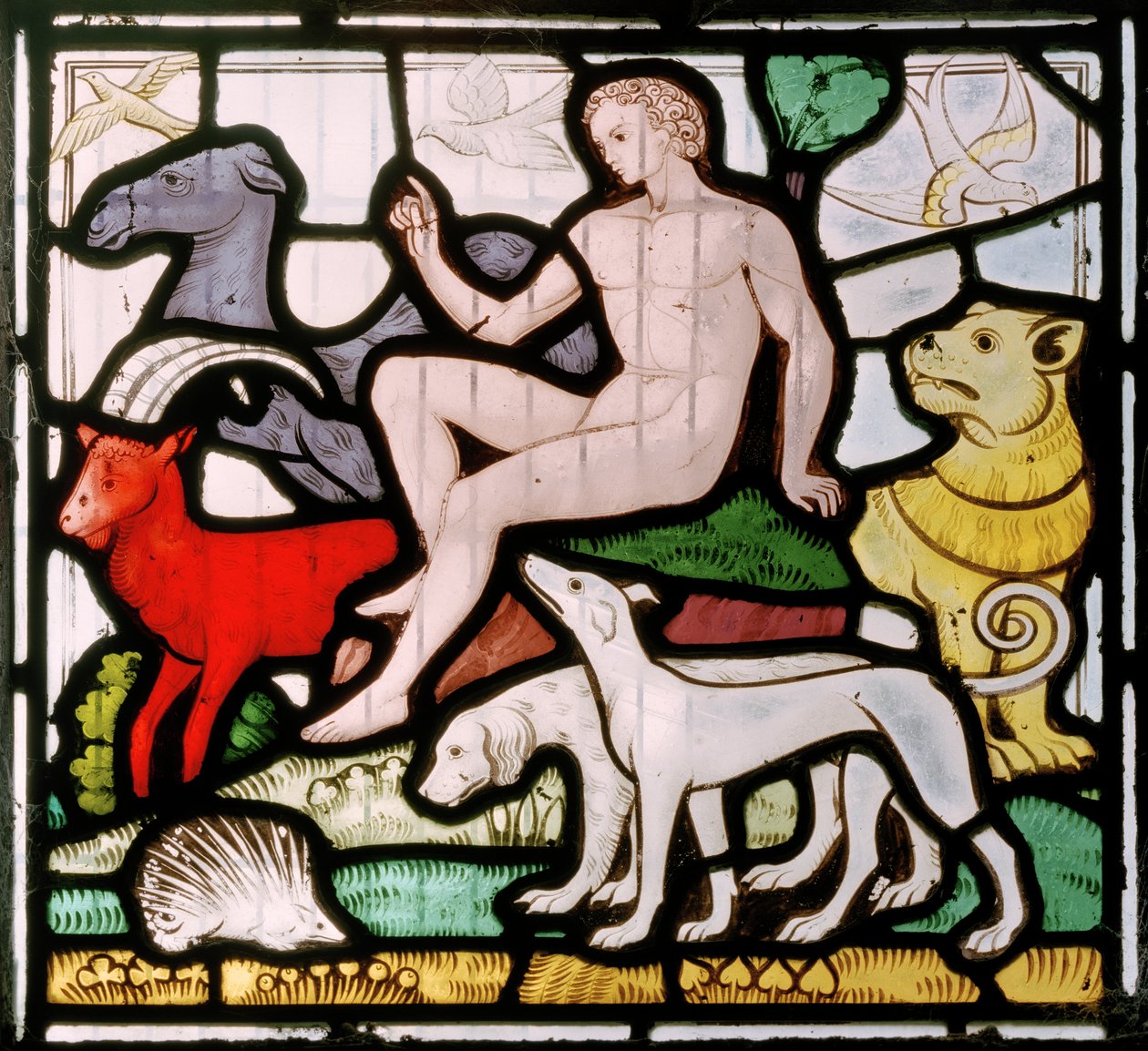 Daylesford, St Peter, Clayton & Bell, John Richard Clayton, Adam parmi les animaux, fenêtre de la Création - John Richard Clayton