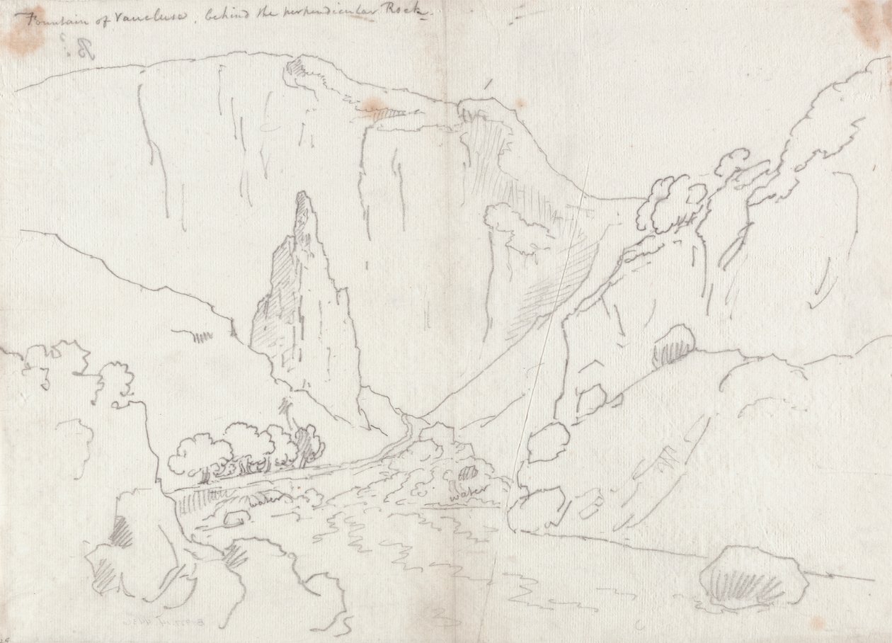Fontaine de Vaucluse, derrière le rocher perpendiculaire - John Robert Cozens