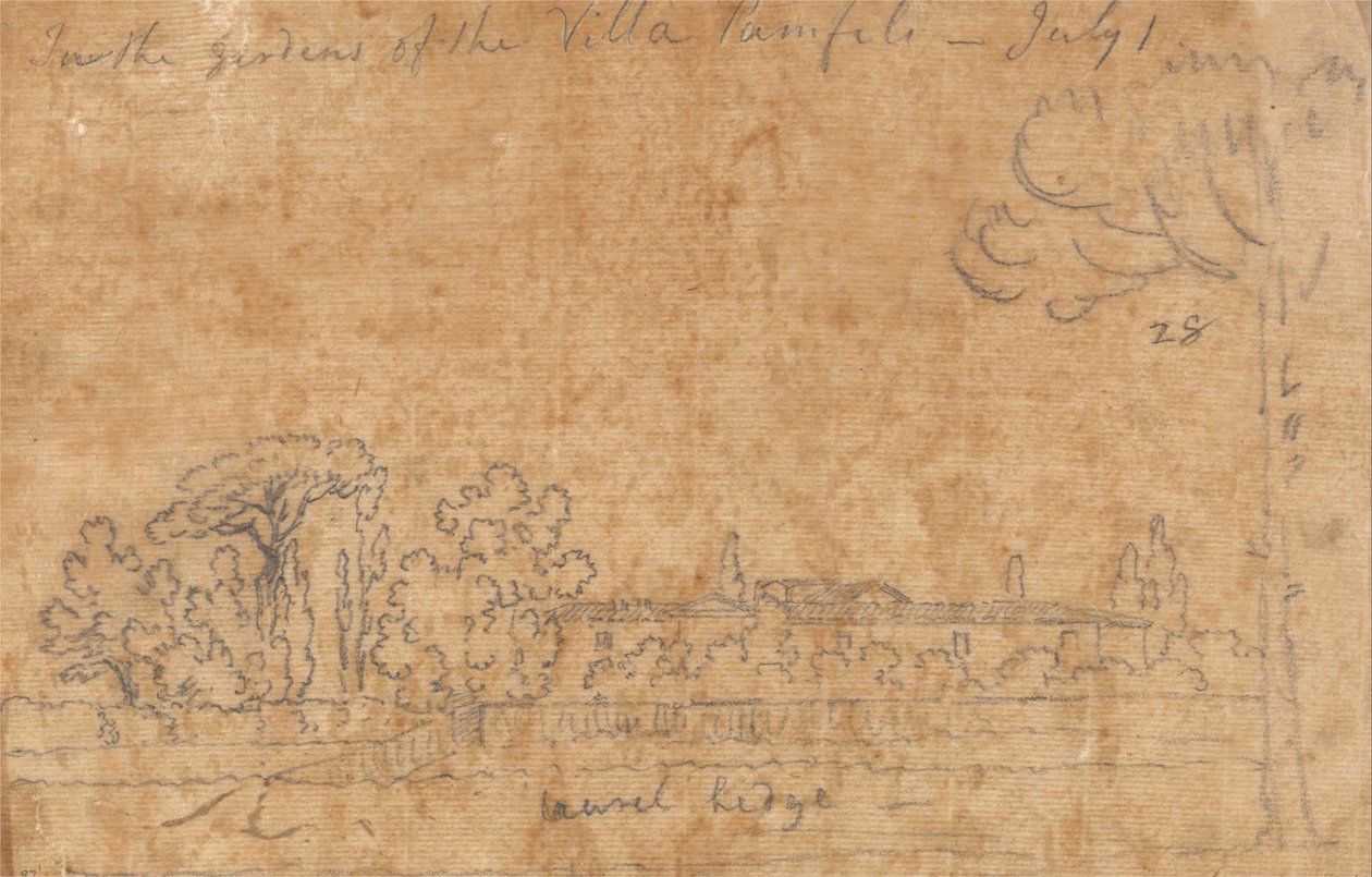 Dans les jardins de la Villa Pamphili, le 1er juillet - John Robert Cozens