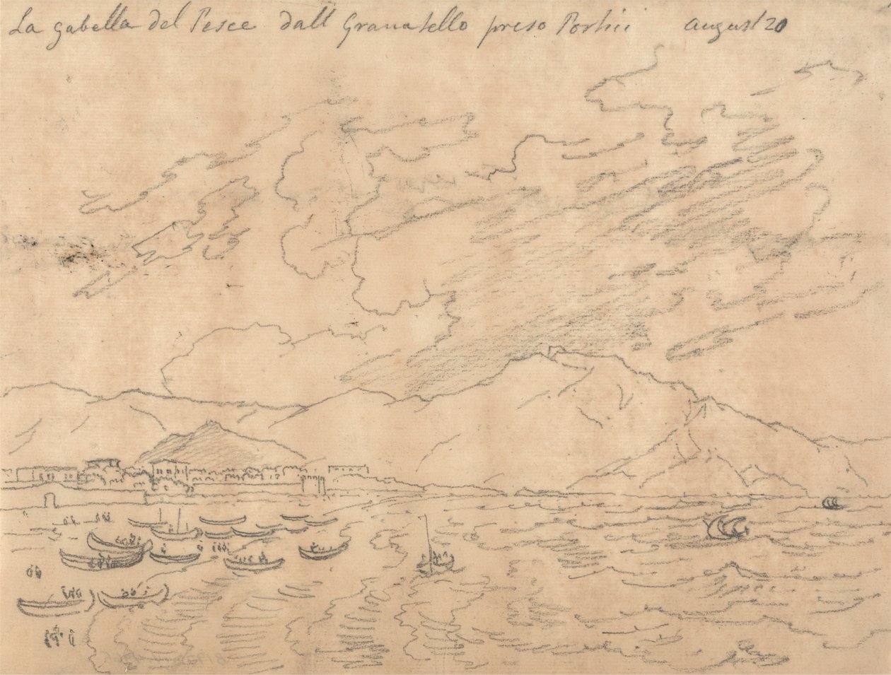 La Gabella del Pesce dall Granabello Preso Portici, 20 août - John Robert Cozens