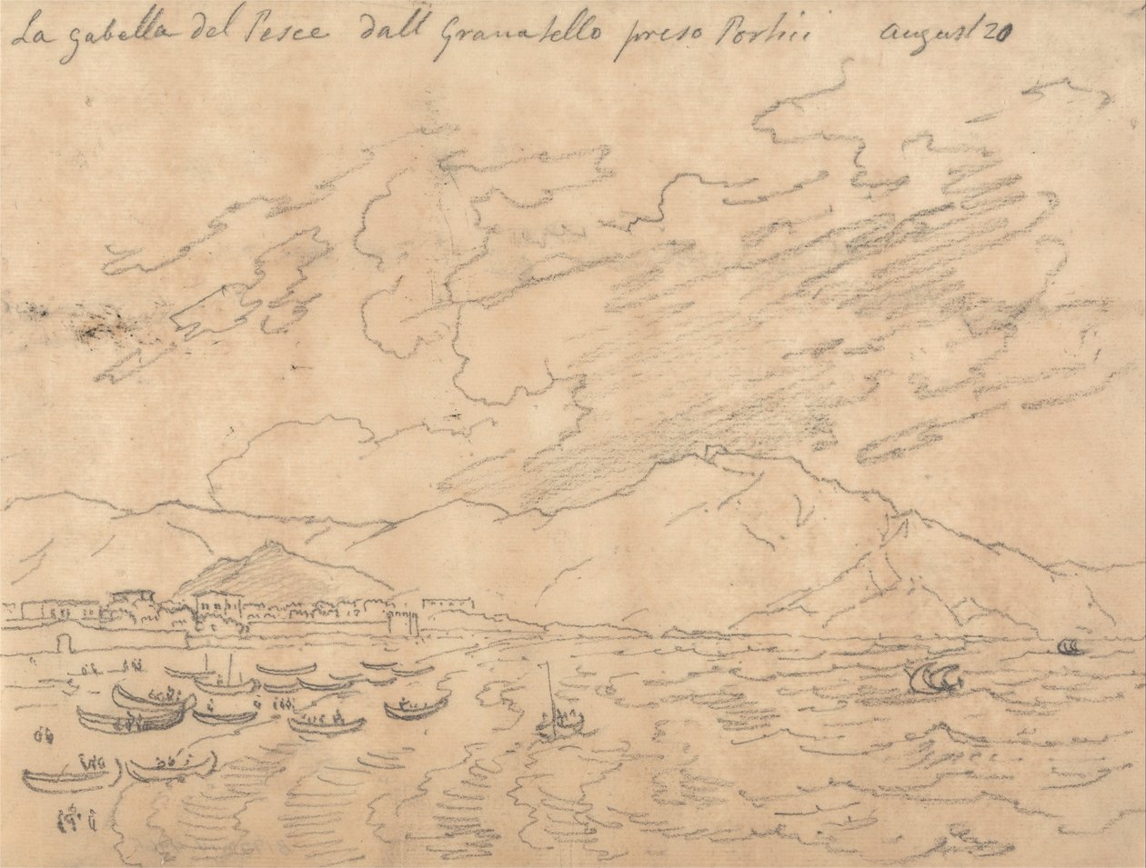 La Gabella del Pesce dal Granabello Preso Portici, 20 août - John Robert Cozens