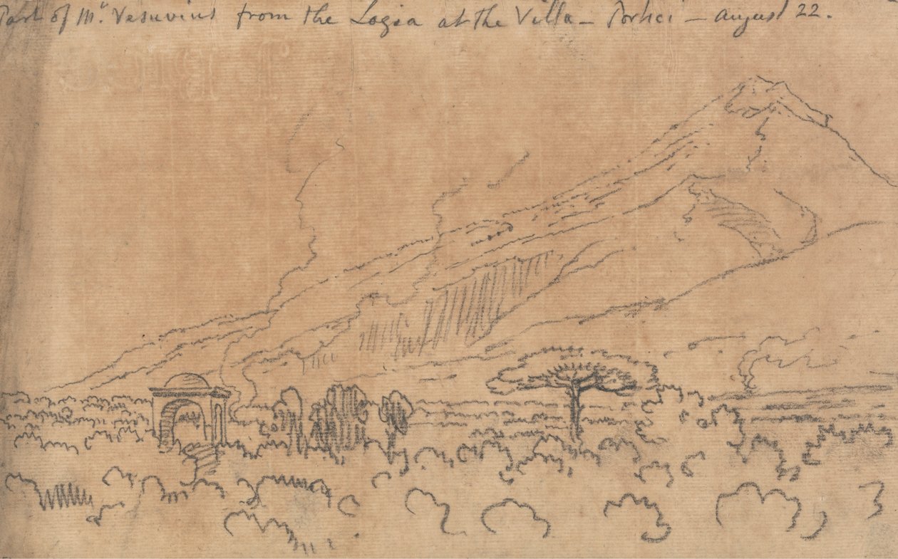 Partie du mont Vésuve depuis la loggia de la villa, Portici, 22 août - John Robert Cozens