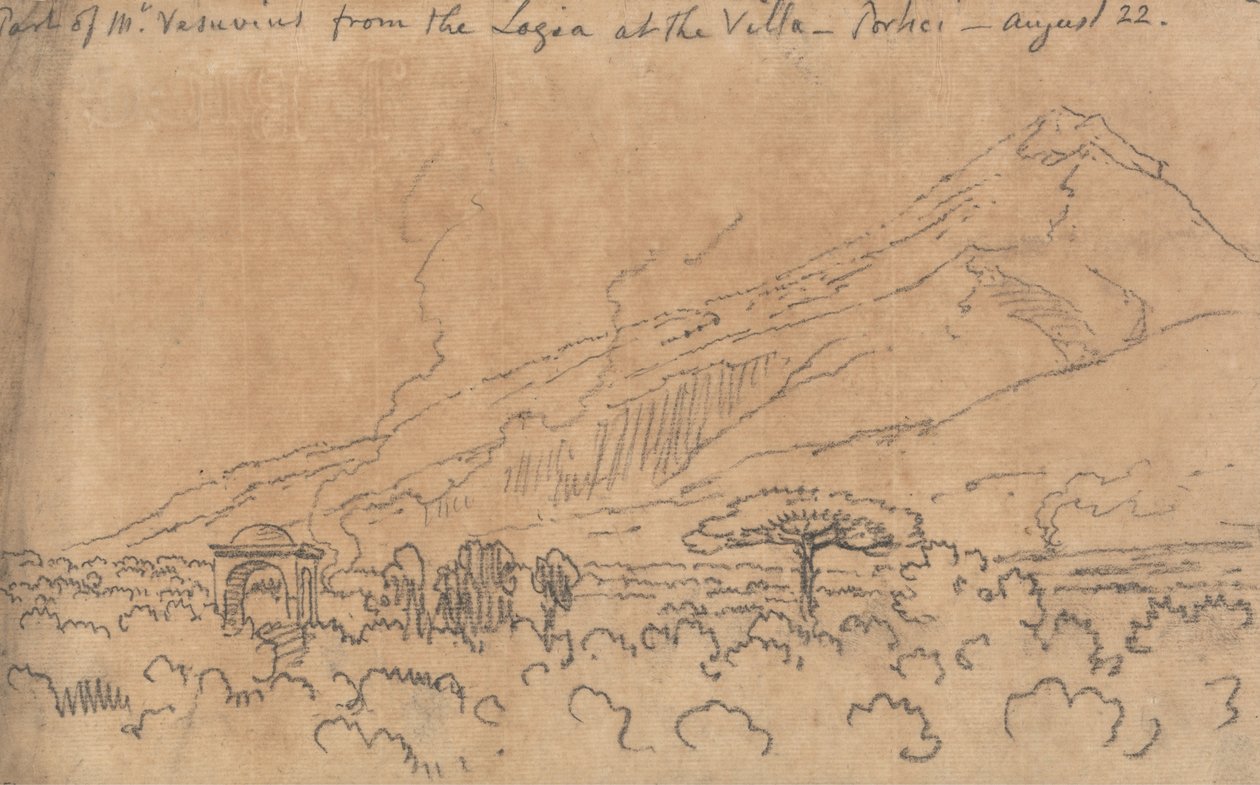 Une partie du Vésuve depuis la loggia de la Villa, Portici, 22 août - John Robert Cozens