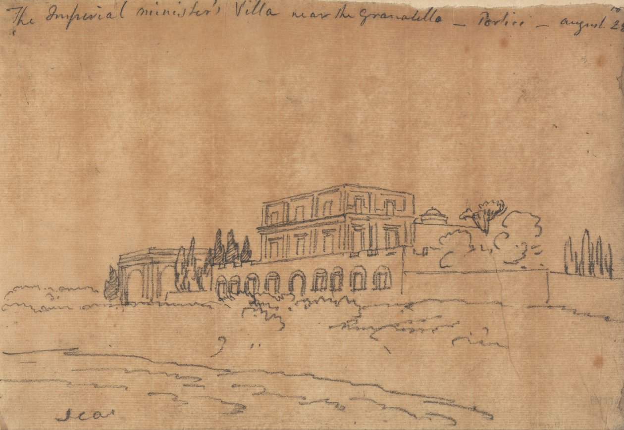 La villa du ministre impérial près du Granabello, Portici, 28 août - John Robert Cozens
