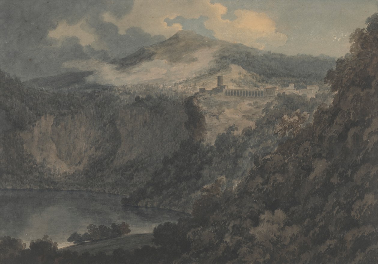 Le lac et la ville de Nemi - John Robert Cozens